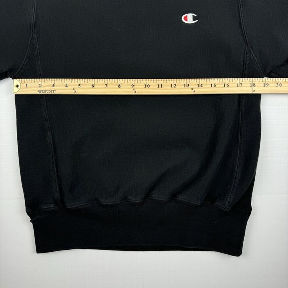 Champion Reverse Weave Crewneck Sweatshirt Mens Size Small Black Pullover - Picture 11 of 14